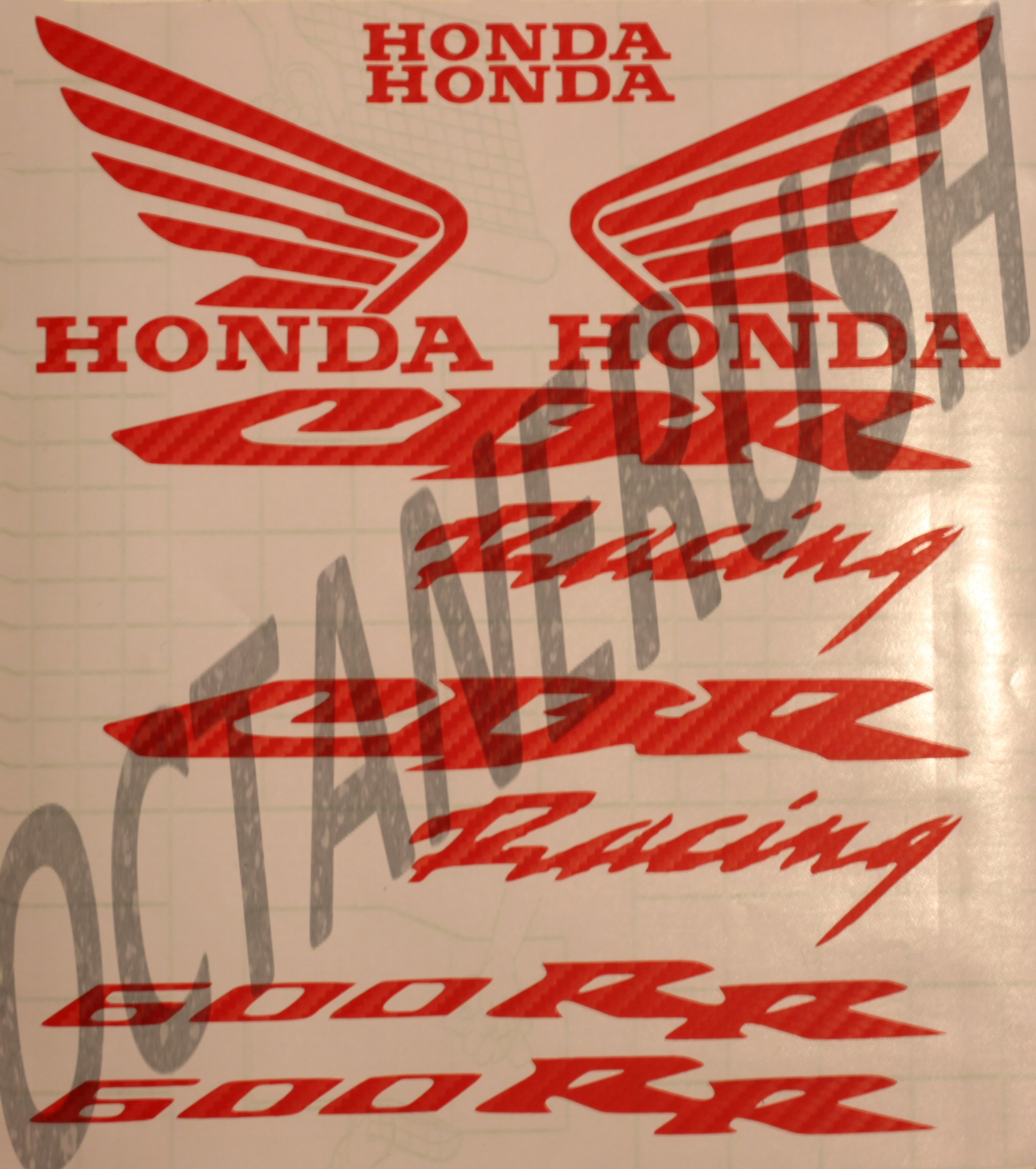 1 Set of Red Carbon Fiber Honda CBR600RR Vinyl Decal Sticker
